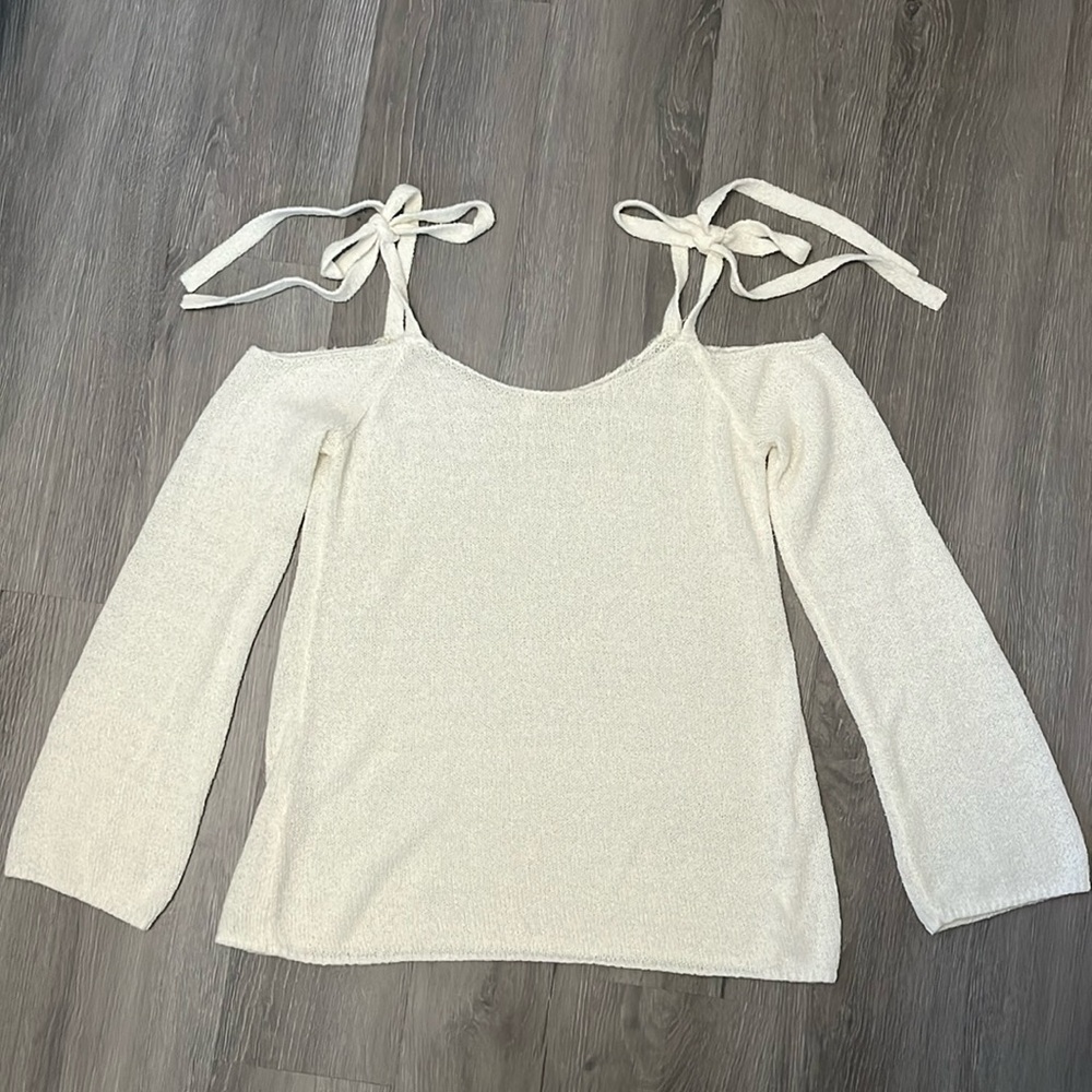 Impeccable Pig | Tie Off-the-Shoulder LS Knit Sweater Top